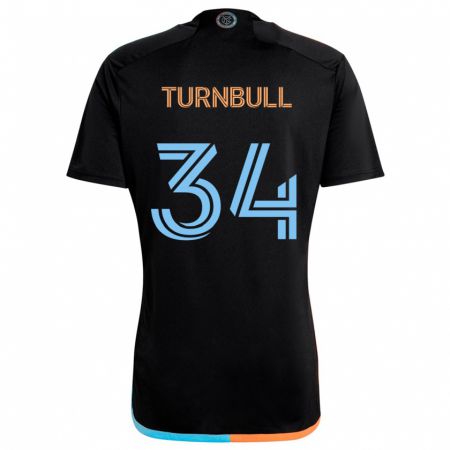 Kandiny Niño Camiseta Stephen Turnbull #34 Negro Naranja Azul 2ª Equipación 2024/25 La Camisa Chile