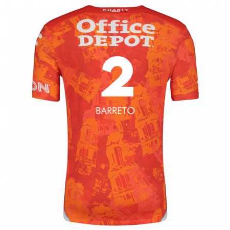 Kandiny Niño Camiseta Sergio Barreto #2 Naranja Blanco 2ª Equipación 2024/25 La Camisa Chile