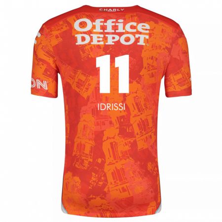 Kandiny Niño Camiseta Oussama Idrissi #11 Naranja Blanco 2ª Equipación 2024/25 La Camisa Chile