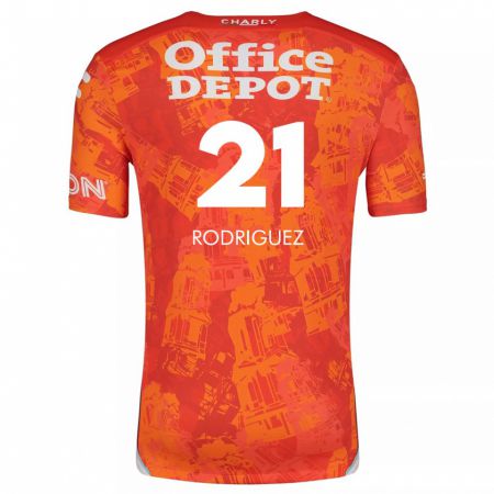 Kandiny Niño Camiseta Valentín Rodríguez #21 Naranja Blanco 2ª Equipación 2024/25 La Camisa Chile