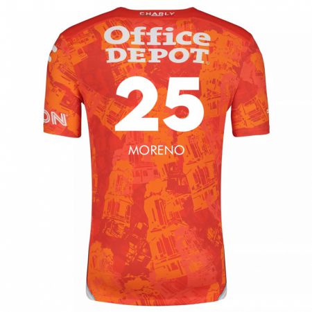 Kandiny Niño Camiseta Carlos Moreno #25 Naranja Blanco 2ª Equipación 2024/25 La Camisa Chile