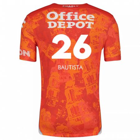 Kandiny Niño Camiseta Alán Bautista #26 Naranja Blanco 2ª Equipación 2024/25 La Camisa Chile