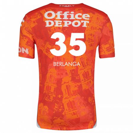 Kandiny Niño Camiseta Jorge Berlanga #35 Naranja Blanco 2ª Equipación 2024/25 La Camisa Chile