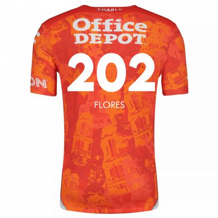 Kandiny Niño Camiseta Luis Flores #202 Naranja Blanco 2ª Equipación 2024/25 La Camisa Chile