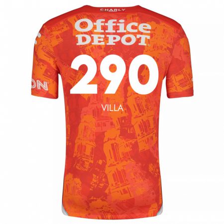 Kandiny Niño Camiseta Adrián Villa #290 Naranja Blanco 2ª Equipación 2024/25 La Camisa Chile