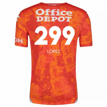 Kandiny Niño Camiseta Santiago López #299 Naranja Blanco 2ª Equipación 2024/25 La Camisa Chile