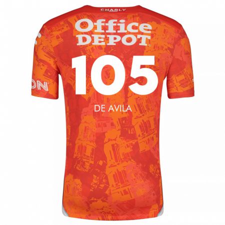 Kandiny Niño Camiseta José De Ávila #105 Naranja Blanco 2ª Equipación 2024/25 La Camisa Chile