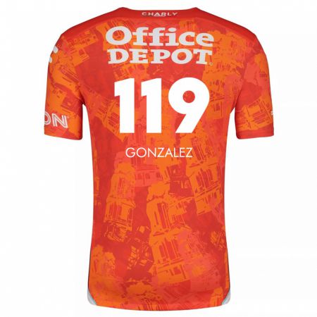 Kandiny Niño Camiseta Juan González #119 Naranja Blanco 2ª Equipación 2024/25 La Camisa Chile