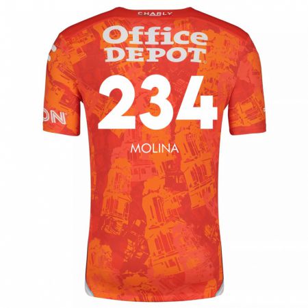 Kandiny Niño Camiseta Yoshimar Molina #234 Naranja Blanco 2ª Equipación 2024/25 La Camisa Chile