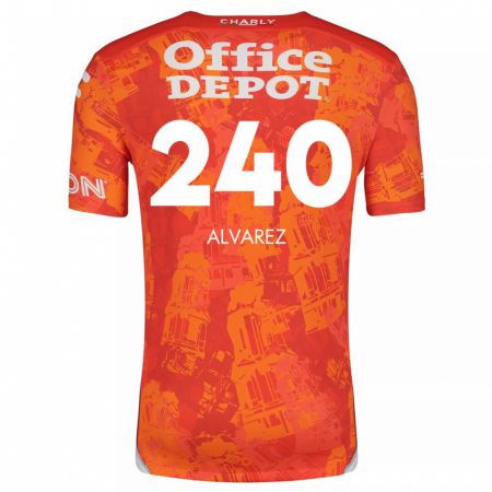 Kandiny Niño Camiseta Gael Álvarez #240 Naranja Blanco 2ª Equipación 2024/25 La Camisa Chile