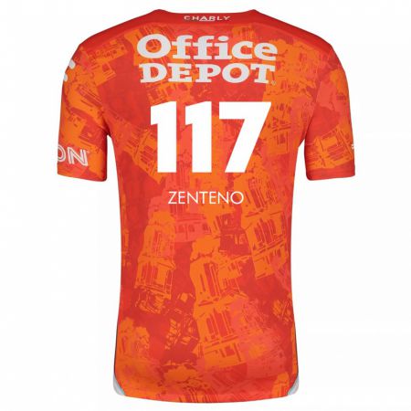 Kandiny Niño Camiseta Gustavo Zenteno #117 Naranja Blanco 2ª Equipación 2024/25 La Camisa Chile