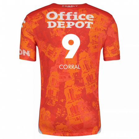 Kandiny Niño Camiseta Charlyn Corral #9 Naranja Blanco 2ª Equipación 2024/25 La Camisa Chile