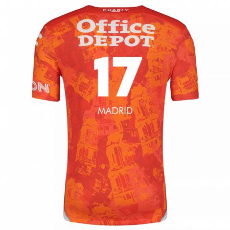 Kandiny Niño Camiseta Yanín Madrid #17 Naranja Blanco 2ª Equipación 2024/25 La Camisa Chile