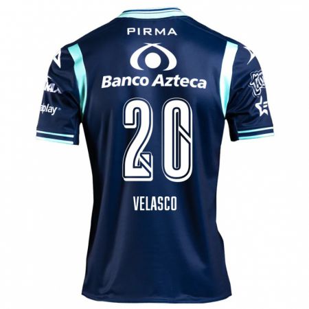 Kandiny Niño Camiseta Kevin Velasco #20 Azul Marino 2ª Equipación 2024/25 La Camisa Chile