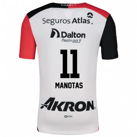 Kandiny Niño Camiseta Mauro Manotas #11 Blanco Rojo Negro 2ª Equipación 2024/25 La Camisa Chile