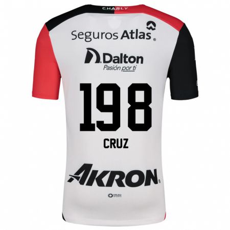 Kandiny Niño Camiseta Carlos Cruz #198 Blanco Rojo Negro 2ª Equipación 2024/25 La Camisa Chile