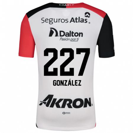 Kandiny Niño Camiseta Rodolfo González #227 Blanco Rojo Negro 2ª Equipación 2024/25 La Camisa Chile