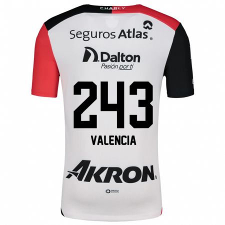 Kandiny Niño Camiseta Luis Valencia #243 Blanco Rojo Negro 2ª Equipación 2024/25 La Camisa Chile