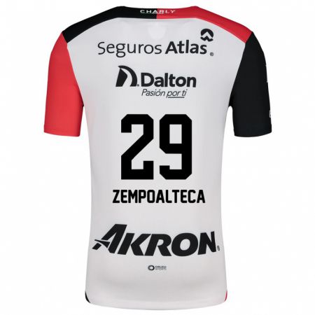 Kandiny Niño Camiseta Karla Zempoalteca #29 Blanco Rojo Negro 2ª Equipación 2024/25 La Camisa Chile