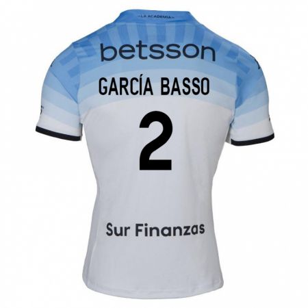 Kandiny Niño Camiseta Agustín García Basso #2 Blanco Azul Negro 2ª Equipación 2024/25 La Camisa Chile