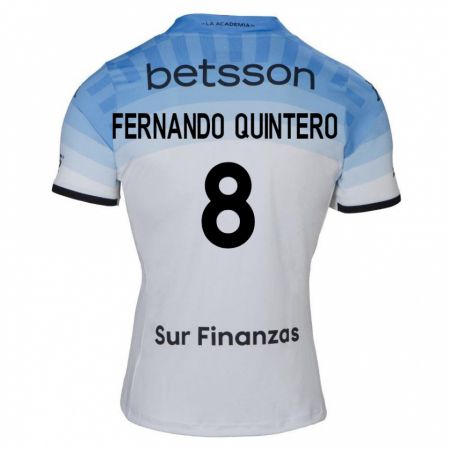 Kandiny Niño Camiseta Juan Fernando Quintero #8 Blanco Azul Negro 2ª Equipación 2024/25 La Camisa Chile