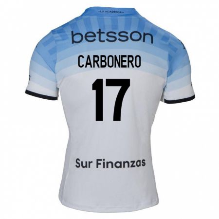 Kandiny Niño Camiseta Johan Carbonero #17 Blanco Azul Negro 2ª Equipación 2024/25 La Camisa Chile