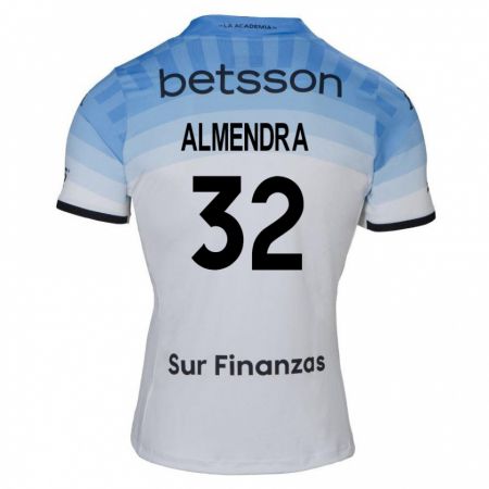 Kandiny Niño Camiseta Agustín Almendra #32 Blanco Azul Negro 2ª Equipación 2024/25 La Camisa Chile