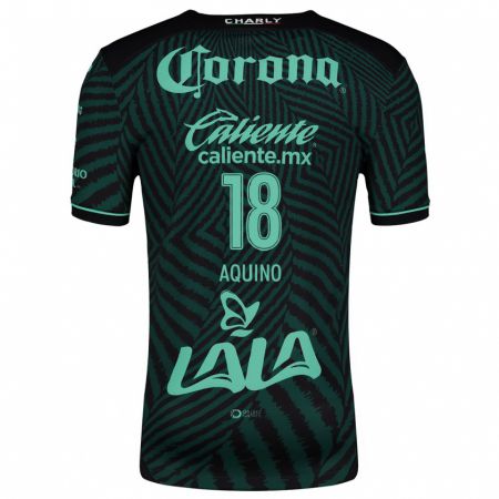 Kandiny Niño Camiseta Pedro Aquino #18 Verde Negro 2ª Equipación 2024/25 La Camisa Chile