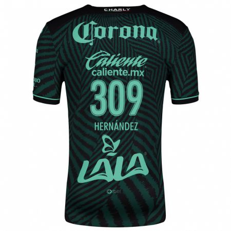 Kandiny Niño Camiseta Julio Hernández #309 Verde Negro 2ª Equipación 2024/25 La Camisa Chile