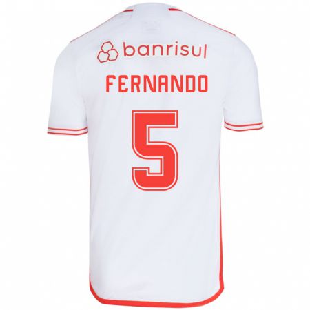 Kandiny Niño Camiseta Fernando #5 Blanco Rojo 2ª Equipación 2024/25 La Camisa Chile