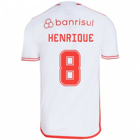 Kandiny Niño Camiseta Bruno Henrique #8 Blanco Rojo 2ª Equipación 2024/25 La Camisa Chile