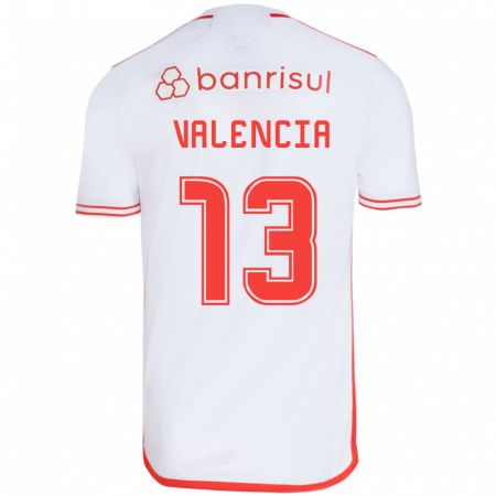 Kandiny Niño Camiseta Enner Valencia #13 Blanco Rojo 2ª Equipación 2024/25 La Camisa Chile