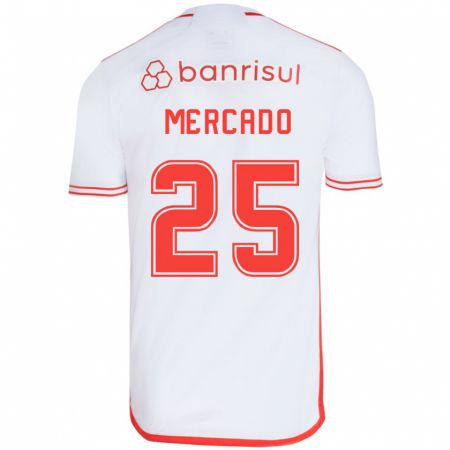 Kandiny Niño Camiseta Gabriel Mercado #25 Blanco Rojo 2ª Equipación 2024/25 La Camisa Chile