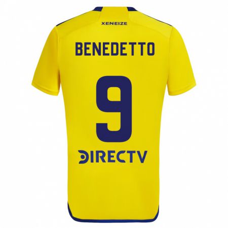 Kandiny Niño Camiseta Darío Benedetto #9 Amarillo Azul 2ª Equipación 2024/25 La Camisa Chile