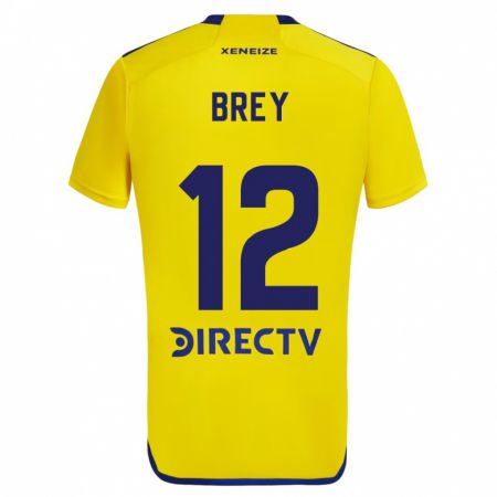 Kandiny Niño Camiseta Leandro Brey #12 Amarillo Azul 2ª Equipación 2024/25 La Camisa Chile