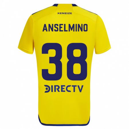 Kandiny Niño Camiseta Aarón Anselmino #38 Amarillo Azul 2ª Equipación 2024/25 La Camisa Chile