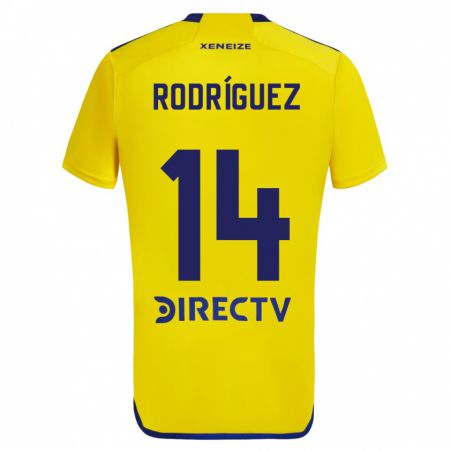 Kandiny Niño Camiseta Isaías Rodríguez #14 Amarillo Azul 2ª Equipación 2024/25 La Camisa Chile