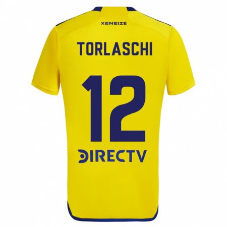 Kandiny Niño Camiseta Lucas Torlaschi #12 Amarillo Azul 2ª Equipación 2024/25 La Camisa Chile