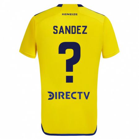 Kandiny Niño Camiseta Agustín Sández #0 Amarillo Azul 2ª Equipación 2024/25 La Camisa Chile