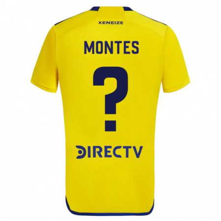 Kandiny Niño Camiseta Rodrigo Montes #0 Amarillo Azul 2ª Equipación 2024/25 La Camisa Chile