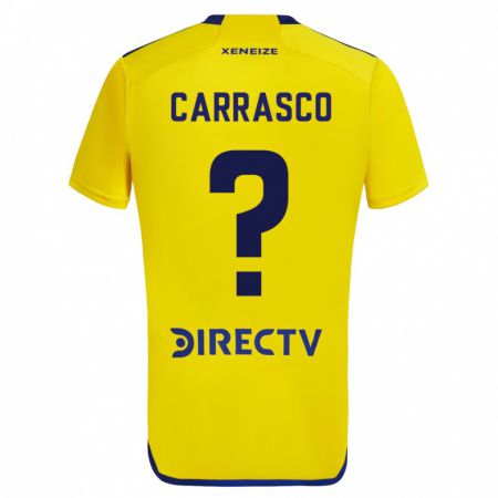 Kandiny Niño Camiseta Julián Carrasco #0 Amarillo Azul 2ª Equipación 2024/25 La Camisa Chile