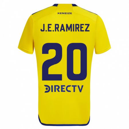 Kandiny Niño Camiseta Juan Edgardo Ramirez #20 Amarillo Azul 2ª Equipación 2024/25 La Camisa Chile