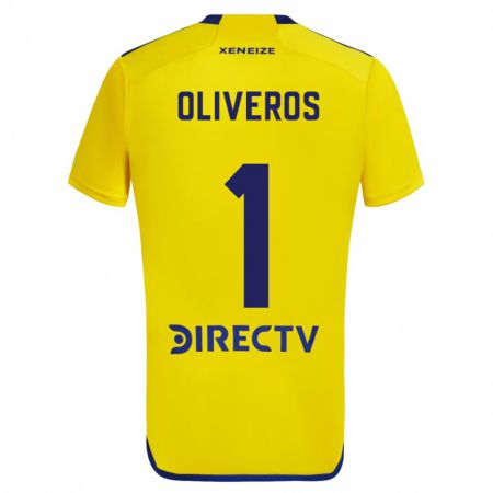 Kandiny Niño Camiseta Laurina Oliveros #1 Amarillo Azul 2ª Equipación 2024/25 La Camisa Chile