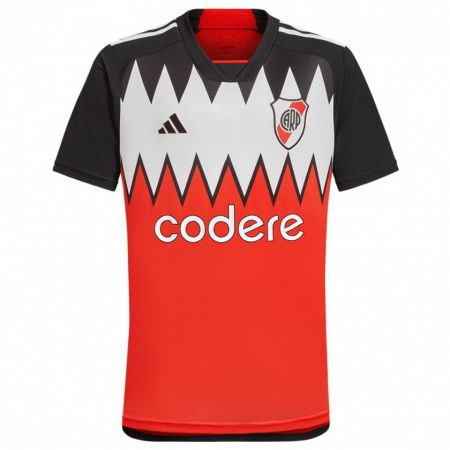 Kandiny Niño Camiseta Rodrigo Villagra #23 Rojo Negro Blanco 2ª Equipación 2024/25 La Camisa Chile