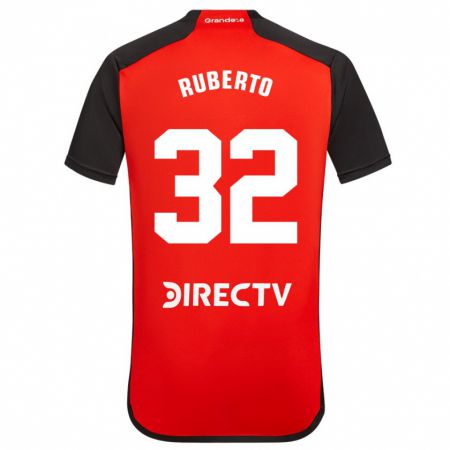 Kandiny Niño Camiseta Agustín Ruberto #32 Rojo Negro Blanco 2ª Equipación 2024/25 La Camisa Chile