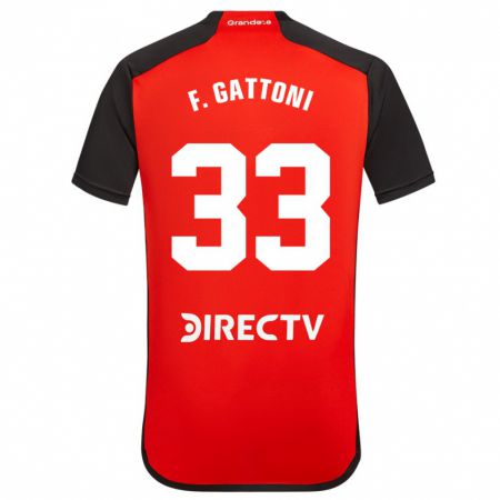 Kandiny Niño Camiseta Federico Gattoni #33 Rojo Negro Blanco 2ª Equipación 2024/25 La Camisa Chile