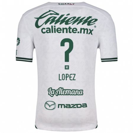 Kandiny Niño Camiseta Nicolás López #0 Blanco Verde 2ª Equipación 2024/25 La Camisa Chile