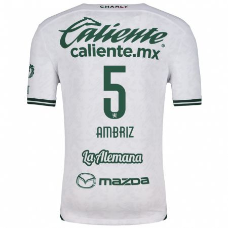 Kandiny Niño Camiseta Fidel Ambríz #5 Blanco Verde 2ª Equipación 2024/25 La Camisa Chile