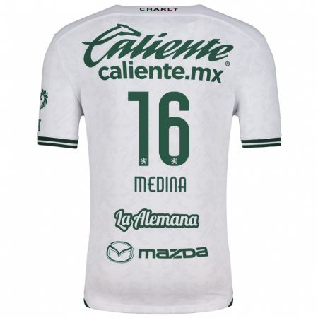 Kandiny Niño Camiseta Alan Medina #16 Blanco Verde 2ª Equipación 2024/25 La Camisa Chile