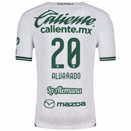 Kandiny Niño Camiseta Alfonso Alvarado #20 Blanco Verde 2ª Equipación 2024/25 La Camisa Chile